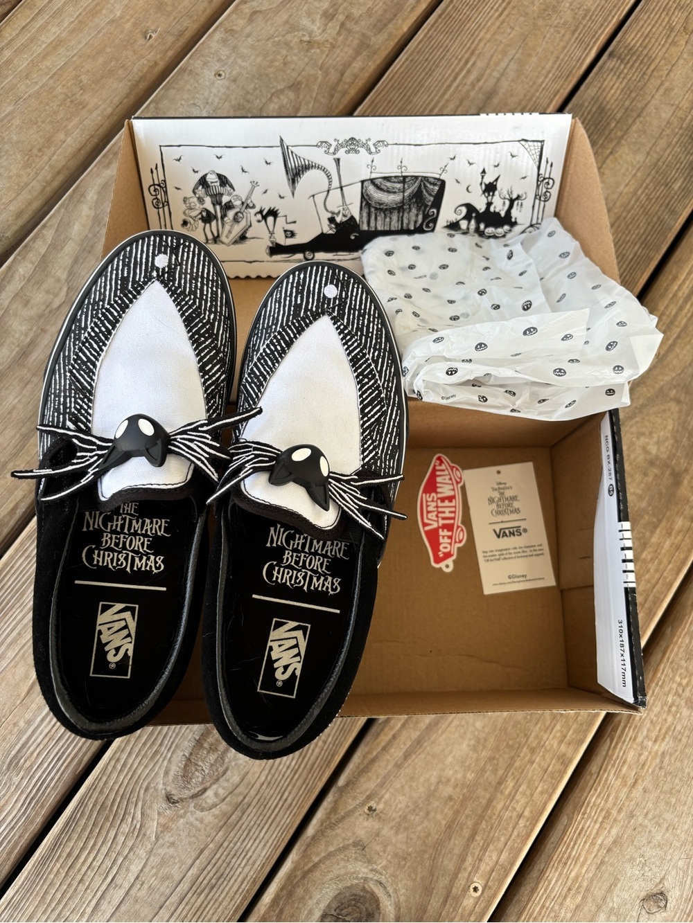 Vans Black Grunge Slip On Nightmare Before Christmas Sneakers Men 7 1/2 -Women 9